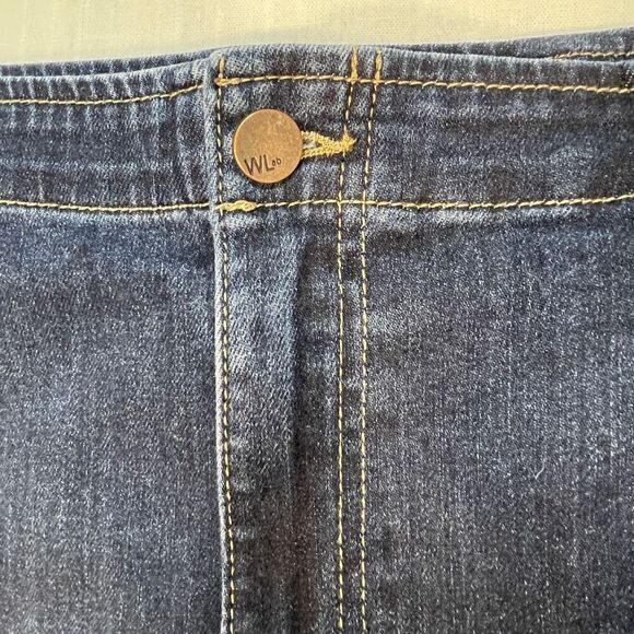 Wash Lab Blue Classic Denim Daily Front Slit Pencil Midi Skirt Size 31 - Picture 2 of 9